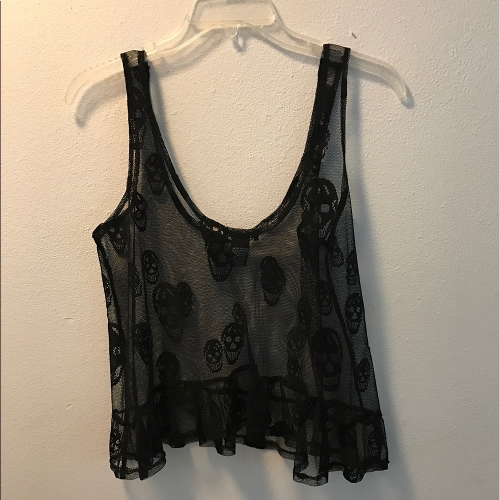 Black Sheer Skull Tank Top - Picture 3 of 6